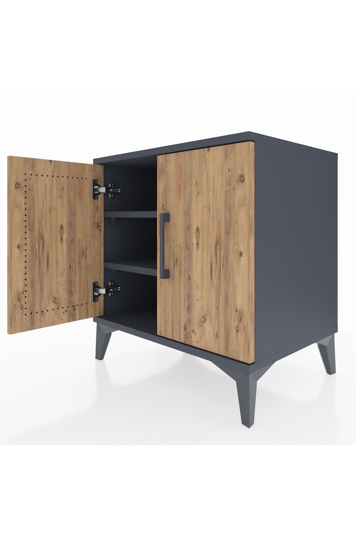 Hyperion Komodin 2 Raflı 2 Kapaklı 60x44x64 Antrasit-Çam