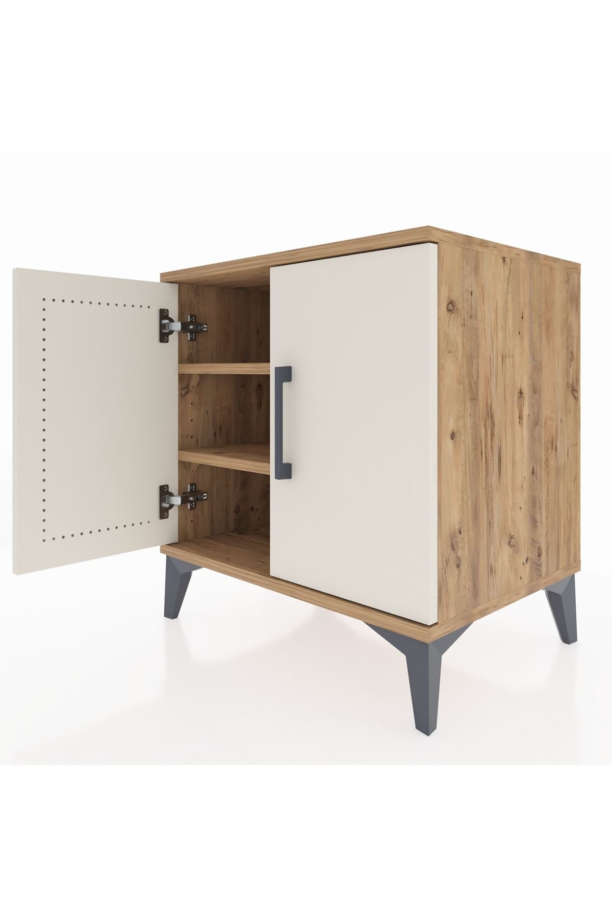 Hyperion Komodin 2 Raflı 2 Kapaklı 60x44x64 Çam-Aytaşı