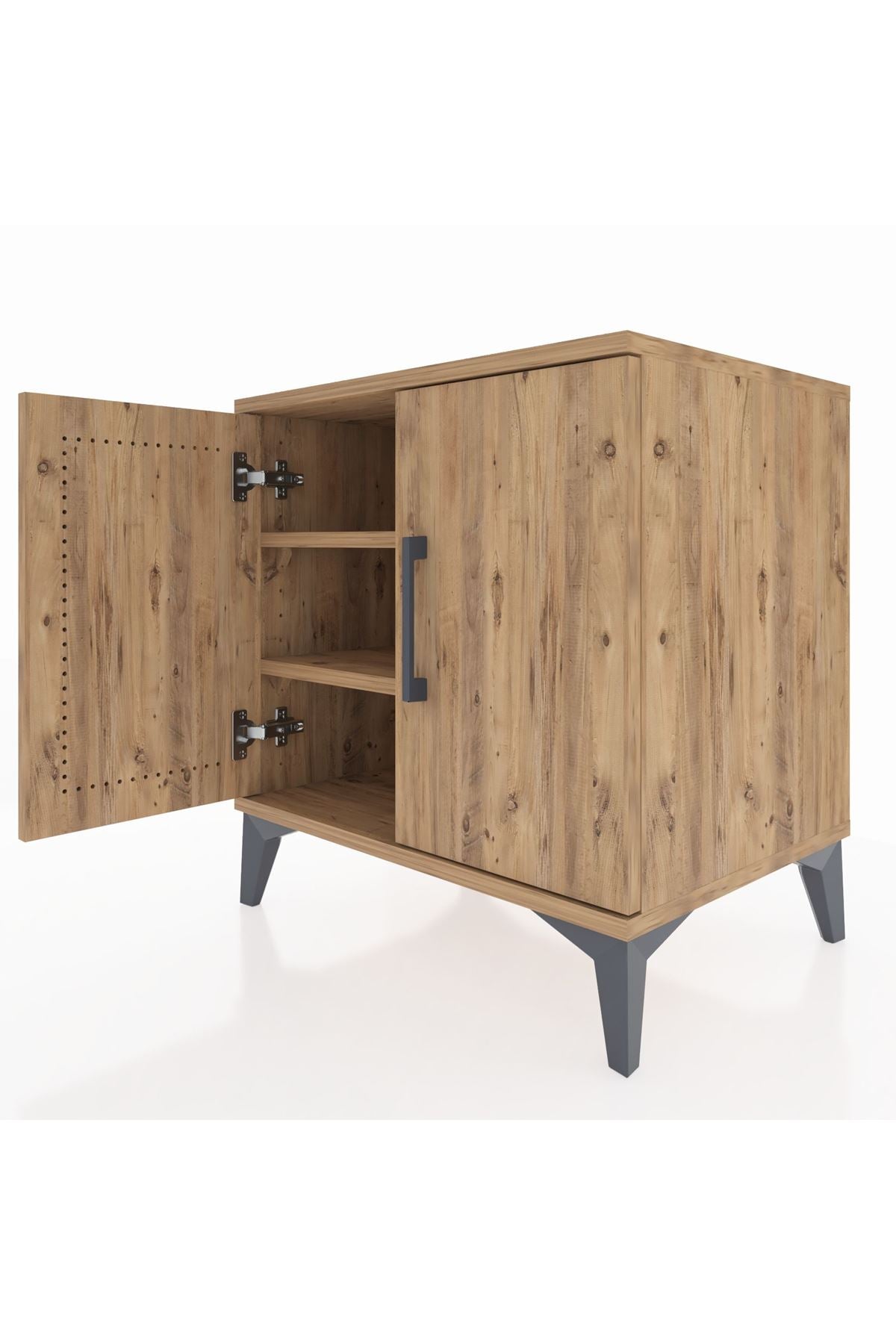 Hyperion Komodin 2 Raflı 2 Kapaklı 60x44x64 Çam-Çam