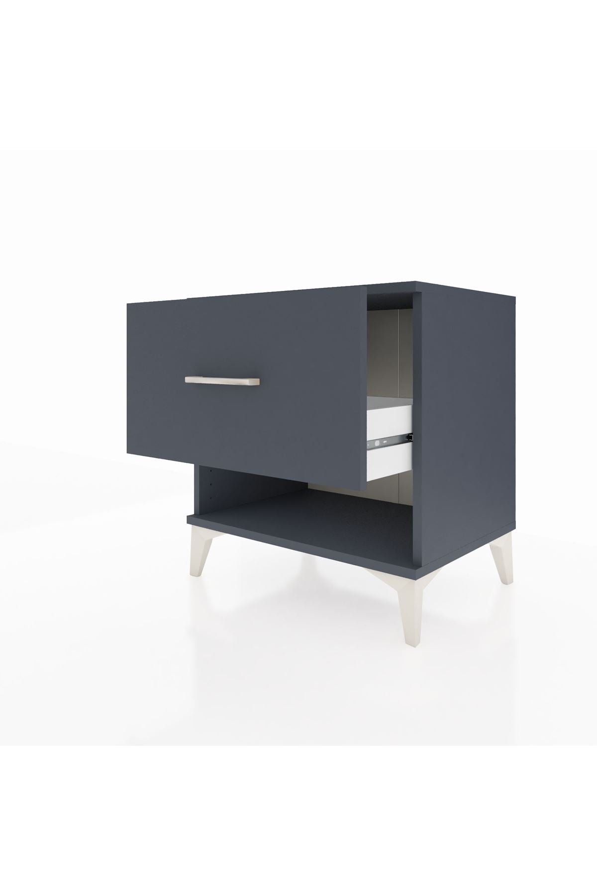 Hyperion Komodin Tek Çekmeceli 60x44x64 Antrasit-Antrasit