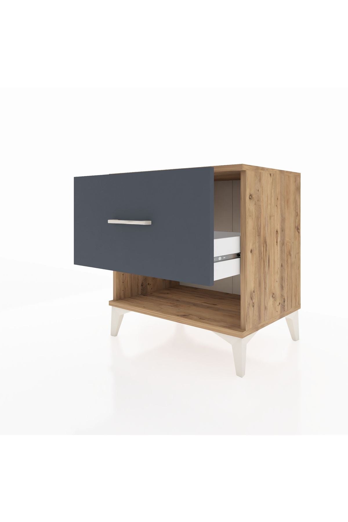 Hyperion Komodin Tek Çekmeceli 60x44x64 Çam-Antrasit