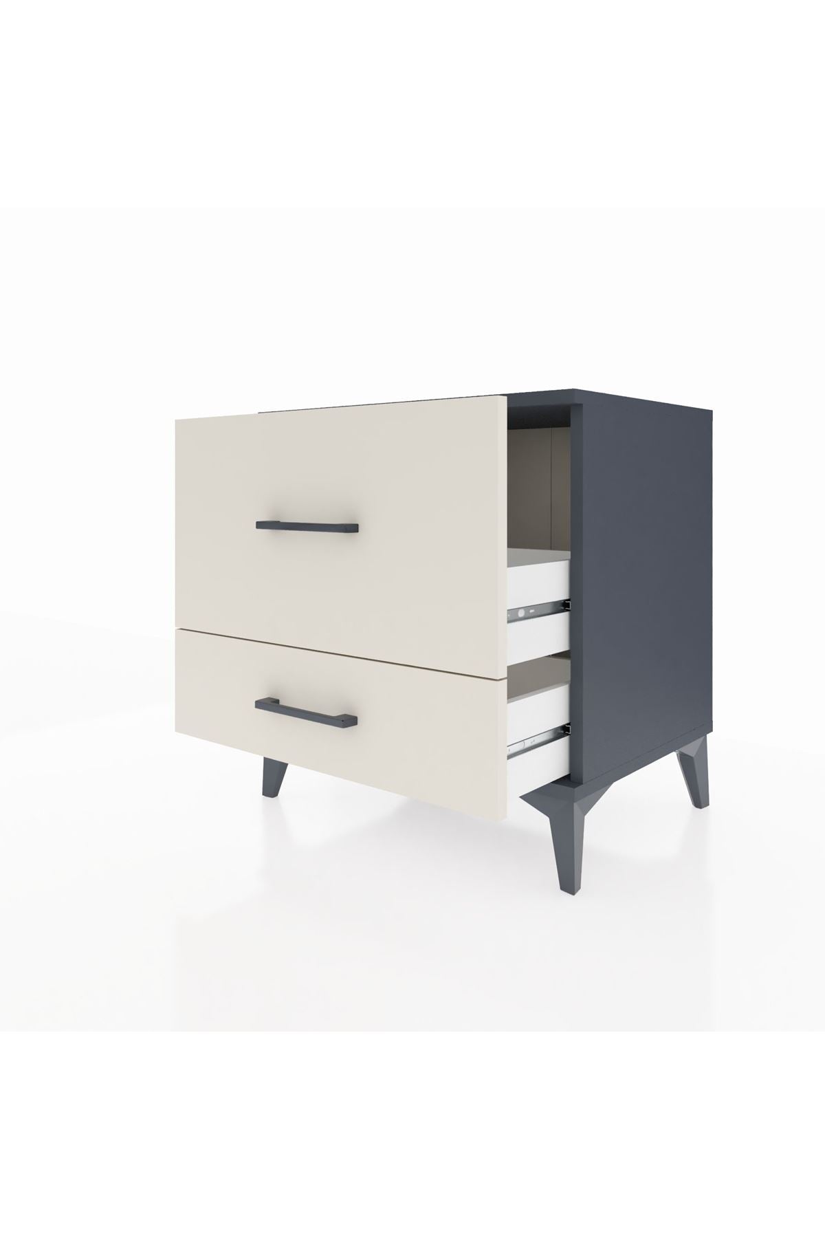 Hyperion Komodin 2 Çekmeceli 60x44x64 Antrasit-Aytaşı