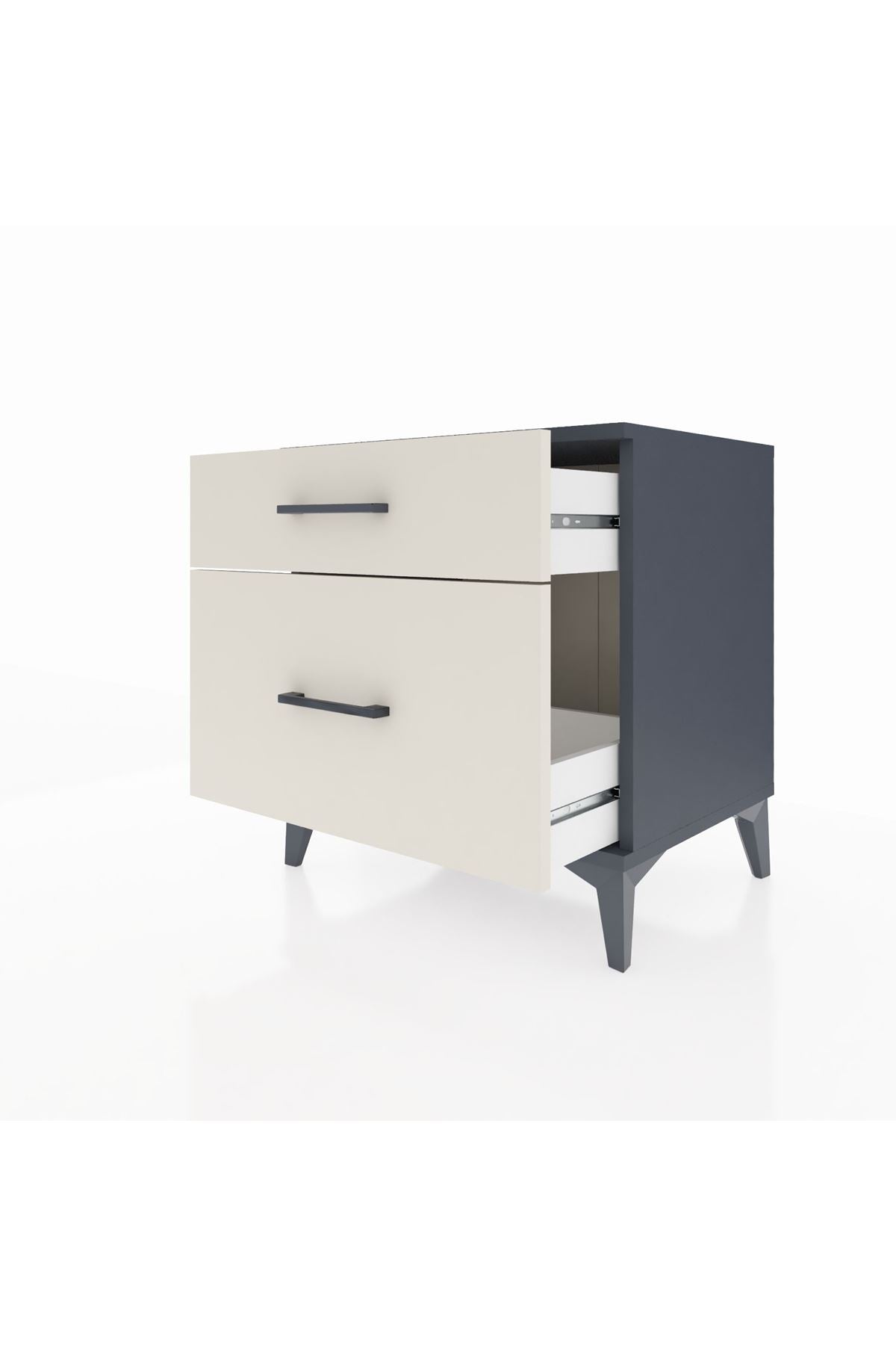 Hyperion Komodin 2 Çekmeceli 60x44x64 Antrasit-Aytaşı