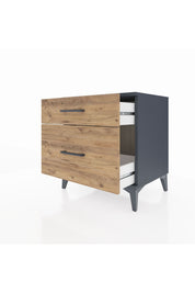 Hyperion Komodin 2 Çekmeceli 60x44x64 Antrasit-Çam