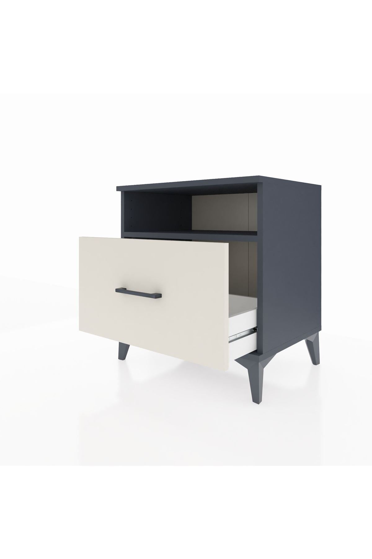 Hyperion Komodin Tek Raflı Tek Çekmeceli 60x44x64 Antrasit-Aytaşı