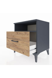 Hyperion Komodin Tek Raflı Tek Çekmeceli 60x44x64 Antrasit-Çam