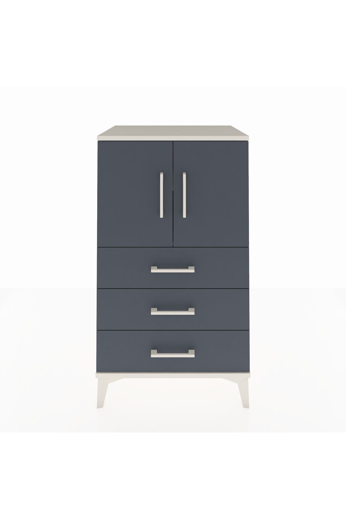 Hyperion Komodin 2 Raflı 3 Çekmeceli 2 Kapaklı 60x44x106 Aytaşı-Antrasit