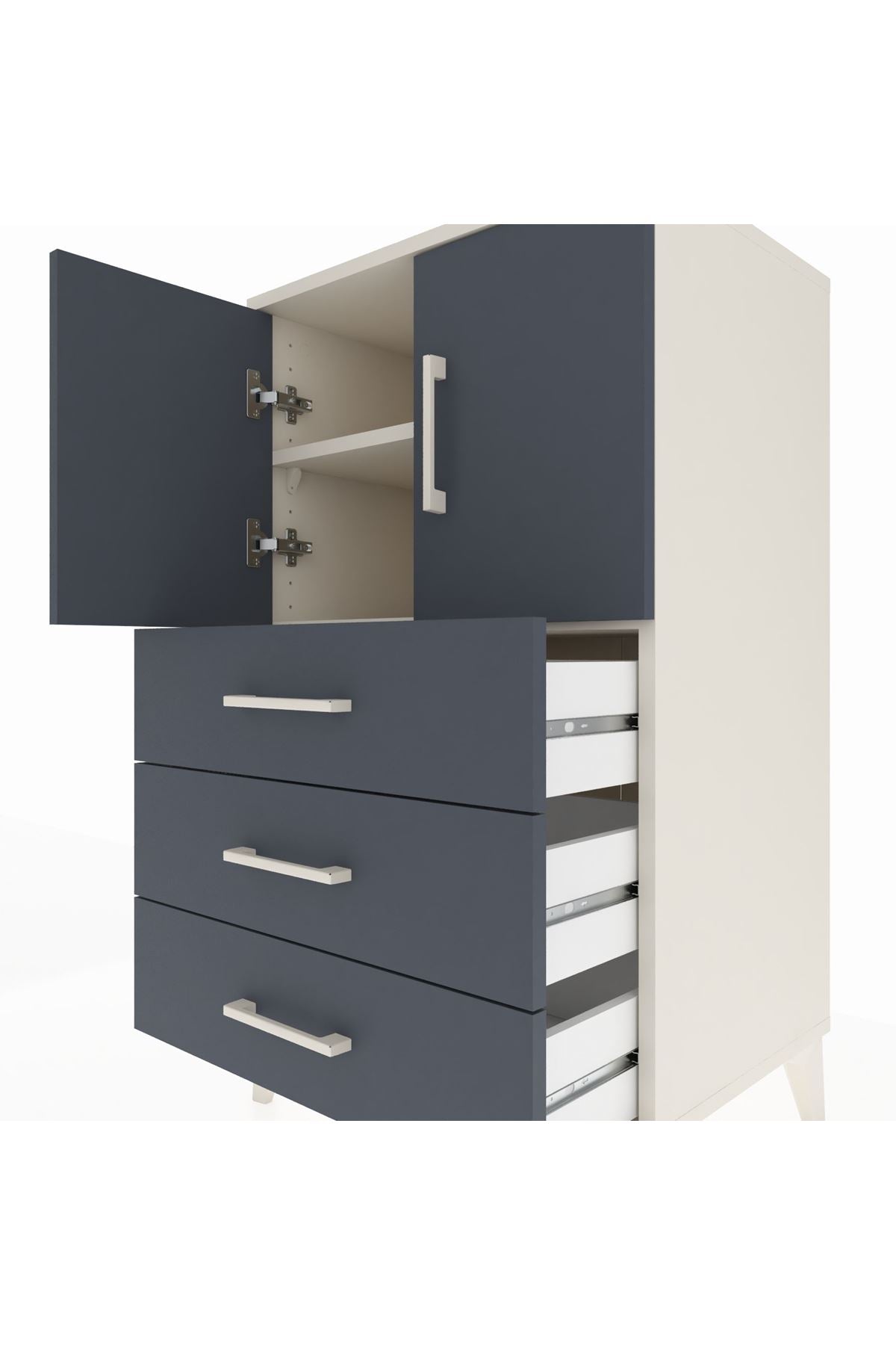 Hyperion Komodin 2 Raflı 3 Çekmeceli 2 Kapaklı 60x44x106 Aytaşı-Antrasit