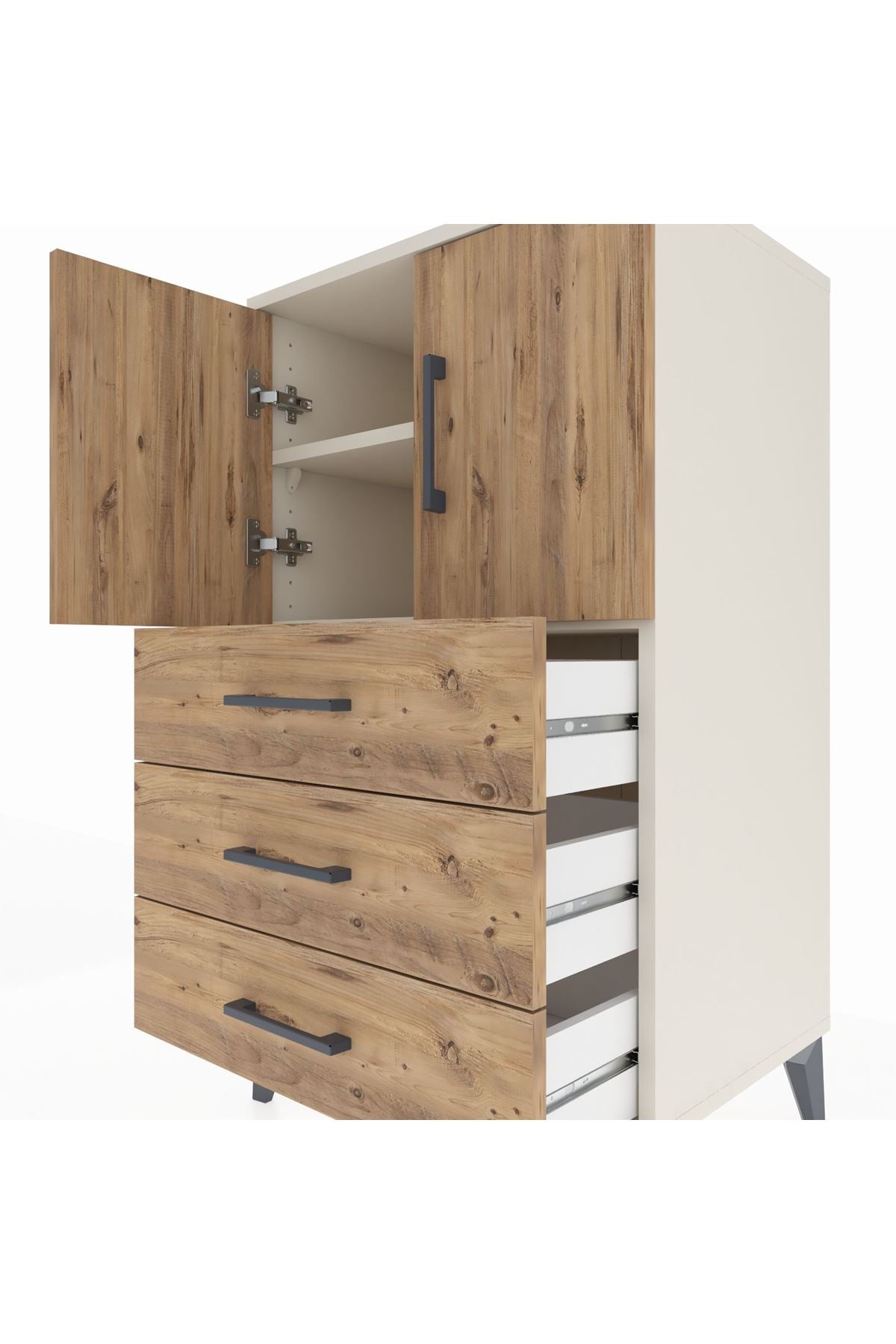 Hyperion Komodin 2 Raflı 3 Çekmeceli 2 Kapaklı 60x44x106 Aytaşı-Çam