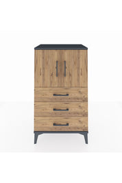 Hyperion Komodin 2 Raflı 3 Çekmeceli 2 Kapaklı 60x44x106 Antrasit-Çam