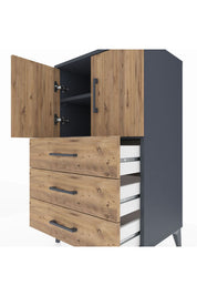 Hyperion Komodin 2 Raflı 3 Çekmeceli 2 Kapaklı 60x44x106 Antrasit-Çam