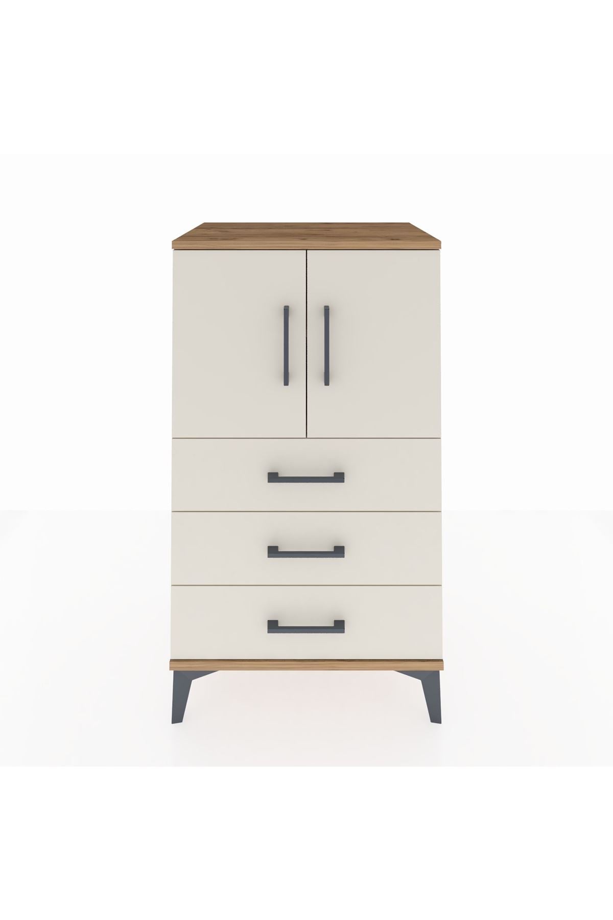 Hyperion Komodin 2 Raflı 3 Çekmeceli 2 Kapaklı 60x44x106 Çam-Aytaşı