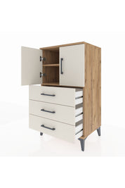 Hyperion Komodin 2 Raflı 3 Çekmeceli 2 Kapaklı 60x44x106 Çam-Aytaşı