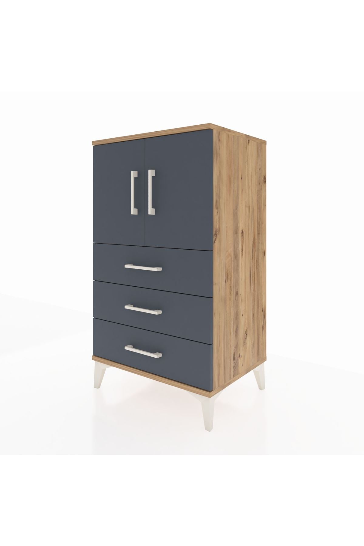 Hyperion Komodin 2 Raflı 3 Çekmeceli 2 Kapaklı 60x44x106 Çam-Antrasit