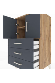 Hyperion Komodin 2 Raflı 3 Çekmeceli 2 Kapaklı 60x44x106 Çam-Antrasit