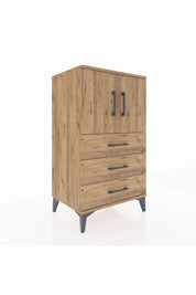 Hyperion Komodin 2 Raflı 3 Çekmeceli 2 Kapaklı 60x44x106 Çam-Çam