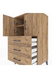 Hyperion Komodin 2 Raflı 3 Çekmeceli 2 Kapaklı 60x44x106 Çam-Çam