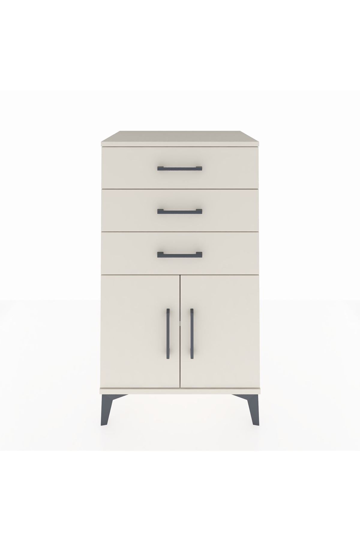 Hyperion Komodin Tek Raflı 3 Çekmeceli 2 Kapaklı 60x44x106 Aytaşı-Aytaşı