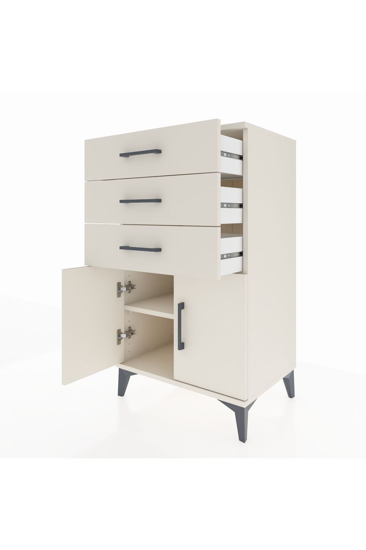 Hyperion Komodin Tek Raflı 3 Çekmeceli 2 Kapaklı 60x44x106 Aytaşı-Aytaşı