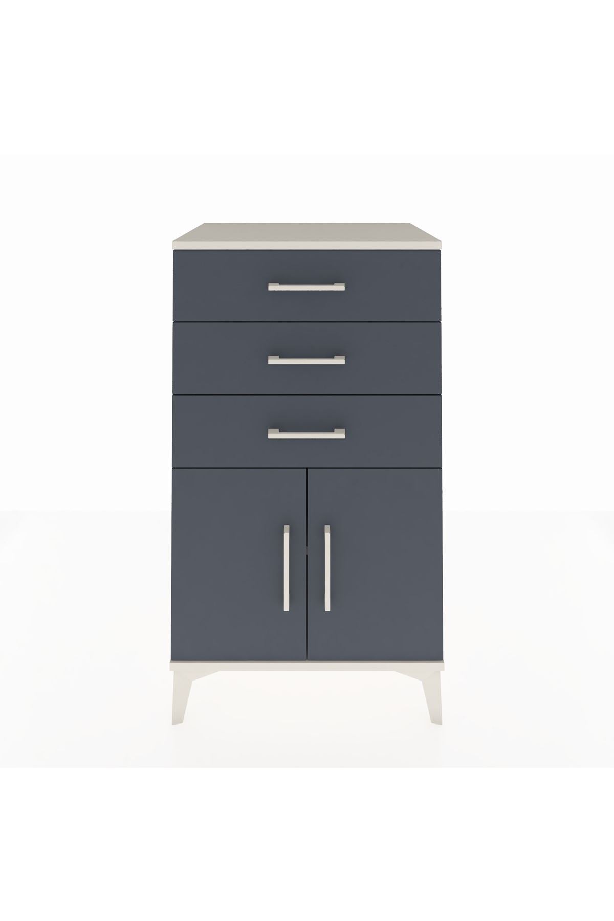 Hyperion Komodin Tek Raflı 3 Çekmeceli 2 Kapaklı 60x44x106 Aytaşı-Antrasit