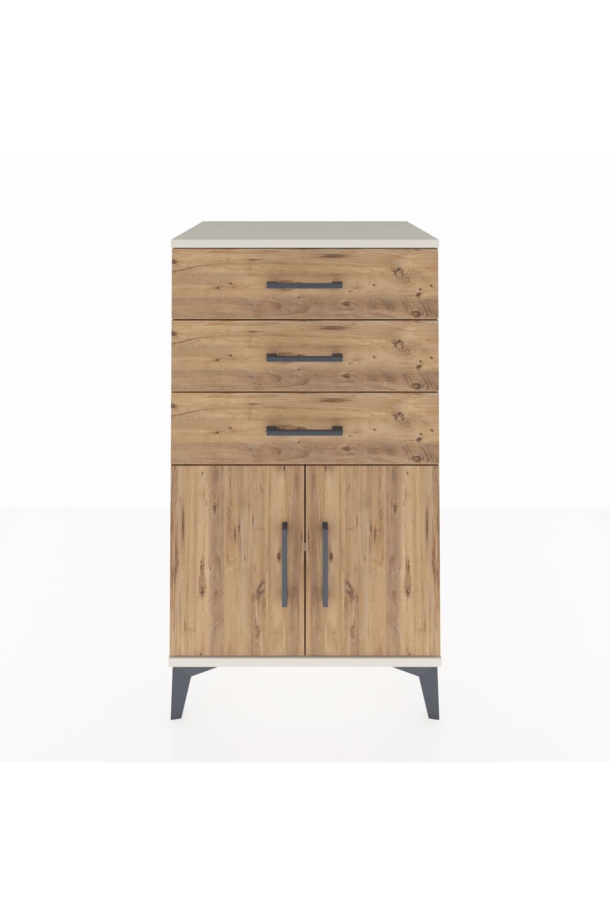 Hyperion Komodin Tek Raflı 3 Çekmeceli 2 Kapaklı 60x44x106 Aytaşı-Çam