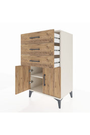 Hyperion Komodin Tek Raflı 3 Çekmeceli 2 Kapaklı 60x44x106 Aytaşı-Çam