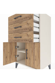 Hyperion Komodin Tek Raflı 3 Çekmeceli 2 Kapaklı 60x44x106 Aytaşı-Çam