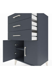 Hyperion Komodin Tek Raflı 3 Çekmeceli 2 Kapaklı 60x44x106 Antrasit-Antrasit