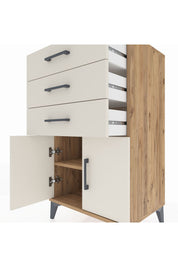 Hyperion Komodin Tek Raflı 3 Çekmeceli 2 Kapaklı 60x44x106 Çam-Aytaşı