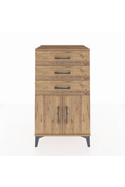 Hyperion Komodin Tek Raflı 3 Çekmeceli 2 Kapaklı 60x44x106 Çam-Çam