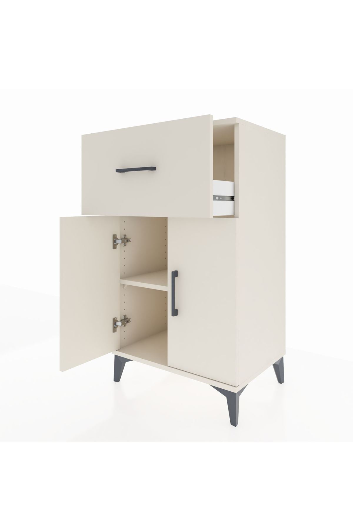 Hyperion Komodin Tek Raflı Tek Çekmeceli 2 Kapaklı 60x44x106 Aytaşı-Aytaşı