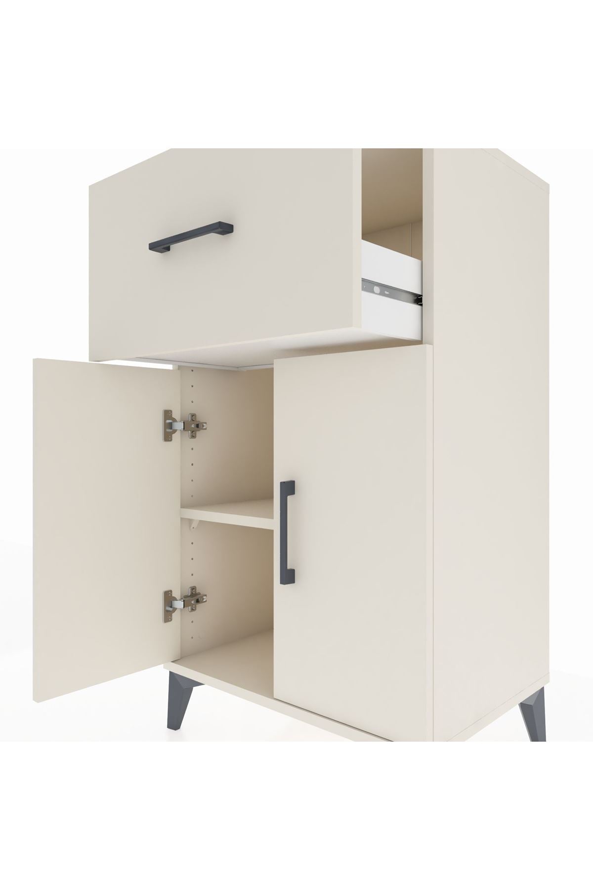 Hyperion Komodin Tek Raflı Tek Çekmeceli 2 Kapaklı 60x44x106 Aytaşı-Aytaşı