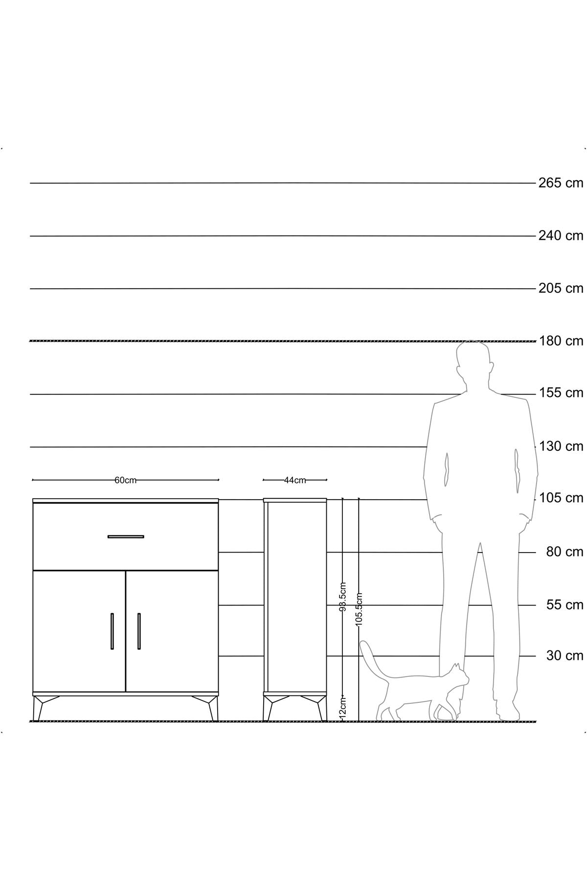 Hyperion Komodin Tek Raflı Tek Çekmeceli 2 Kapaklı 60x44x106 Aytaşı-Aytaşı