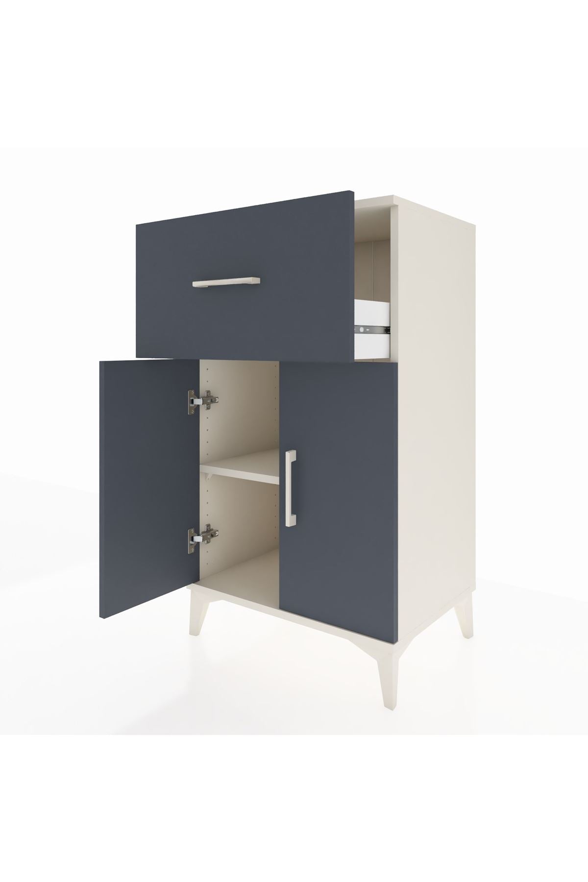 Hyperion Komodin Tek Raflı Tek Çekmeceli 2 Kapaklı 60x44x106 Aytaşı-Antrasit