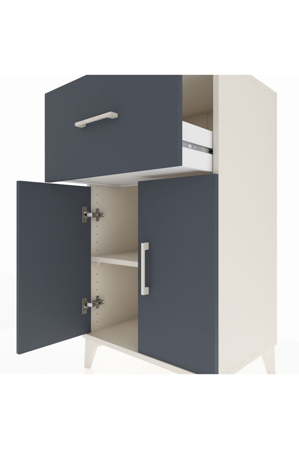 Hyperion Komodin Tek Raflı Tek Çekmeceli 2 Kapaklı 60x44x106 Aytaşı-Antrasit