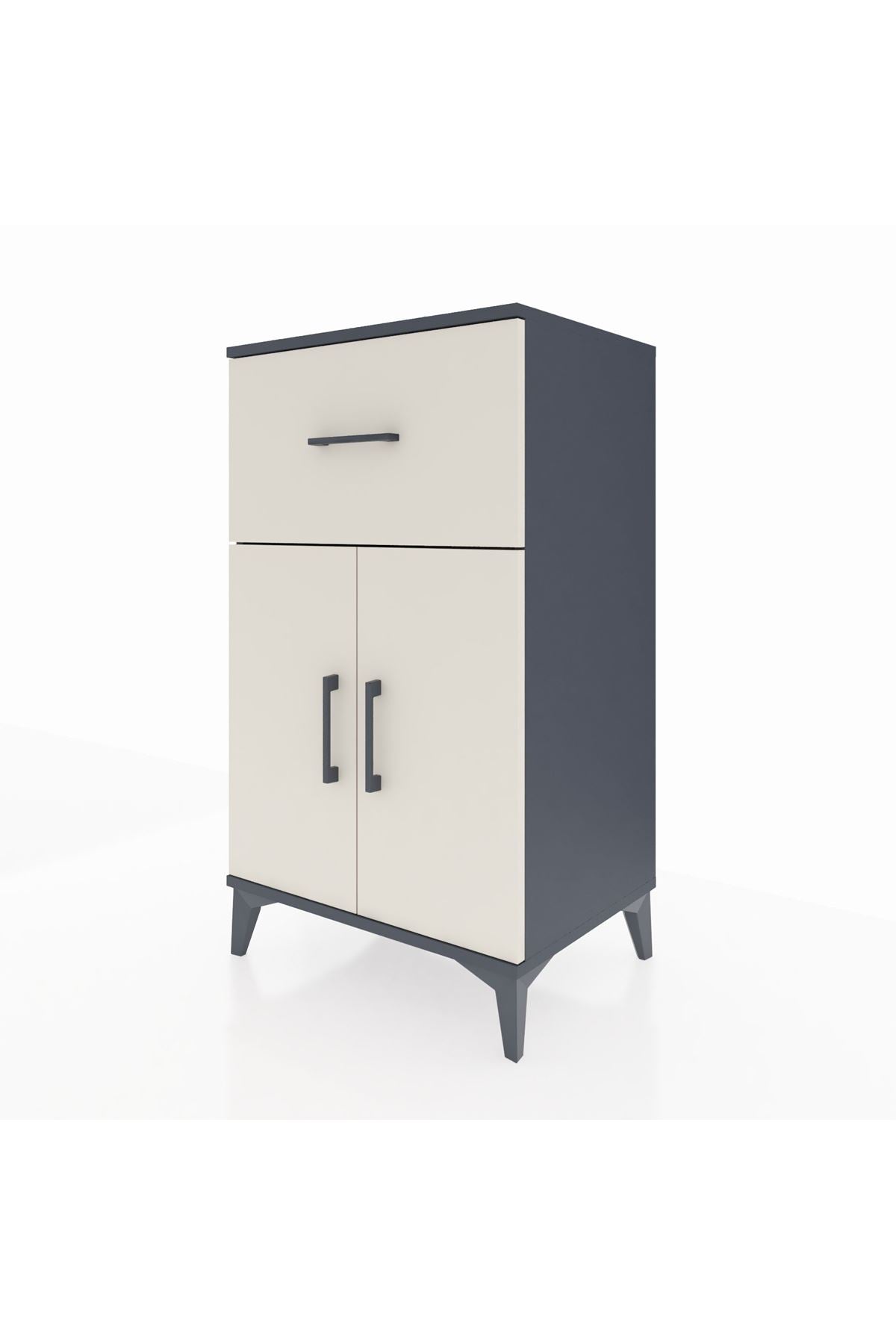 Hyperion Komodin Tek Raflı Tek Çekmeceli 2 Kapaklı 60x44x106 Antrasit-Aytaşı