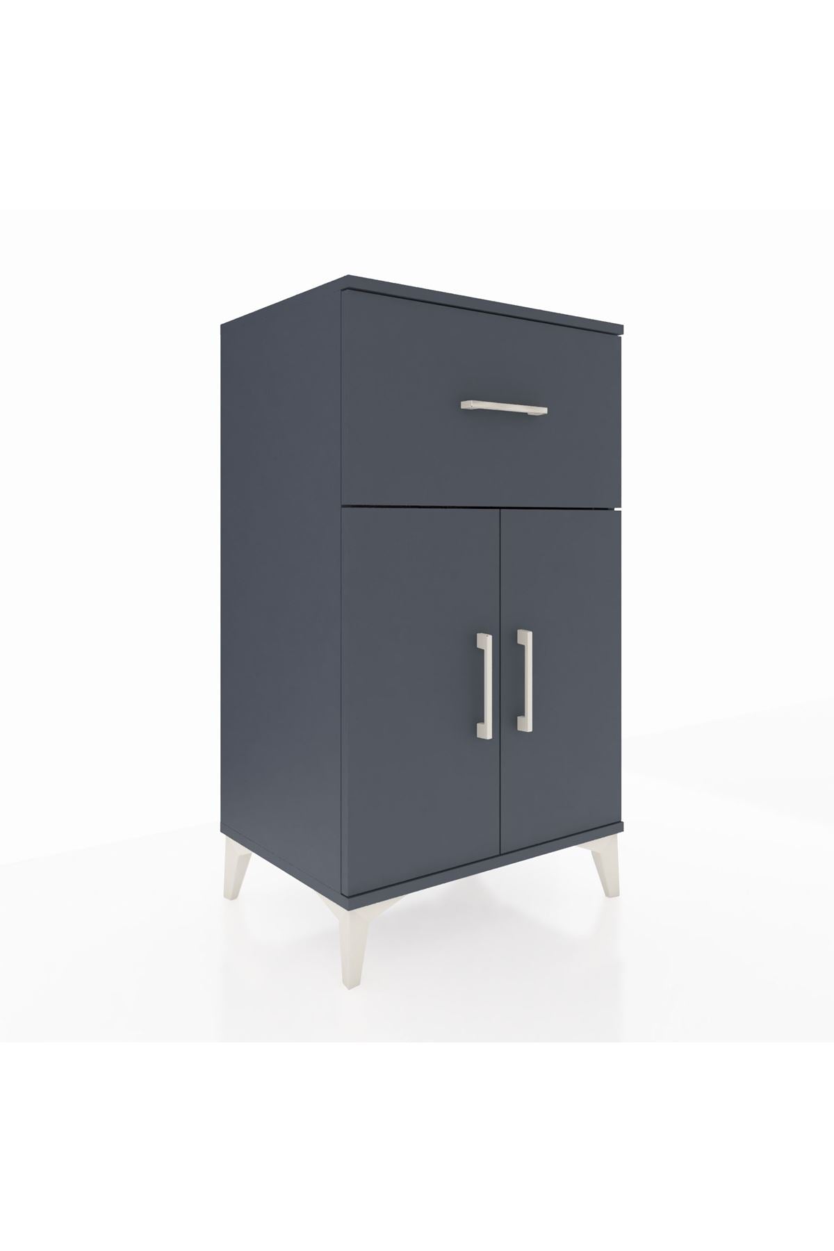 Hyperion Komodin Tek Raflı Tek Çekmeceli 2 Kapaklı 60x44x106 Antrasit-Antrasit