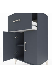 Hyperion Komodin Tek Raflı Tek Çekmeceli 2 Kapaklı 60x44x106 Antrasit-Antrasit