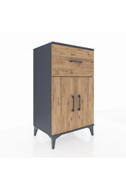 Hyperion Komodin Tek Raflı Tek Çekmeceli 2 Kapaklı 60x44x106 Antrasit-Çam