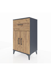 Hyperion Komodin Tek Raflı Tek Çekmeceli 2 Kapaklı 60x44x106 Antrasit-Çam