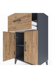 Hyperion Komodin Tek Raflı Tek Çekmeceli 2 Kapaklı 60x44x106 Antrasit-Çam