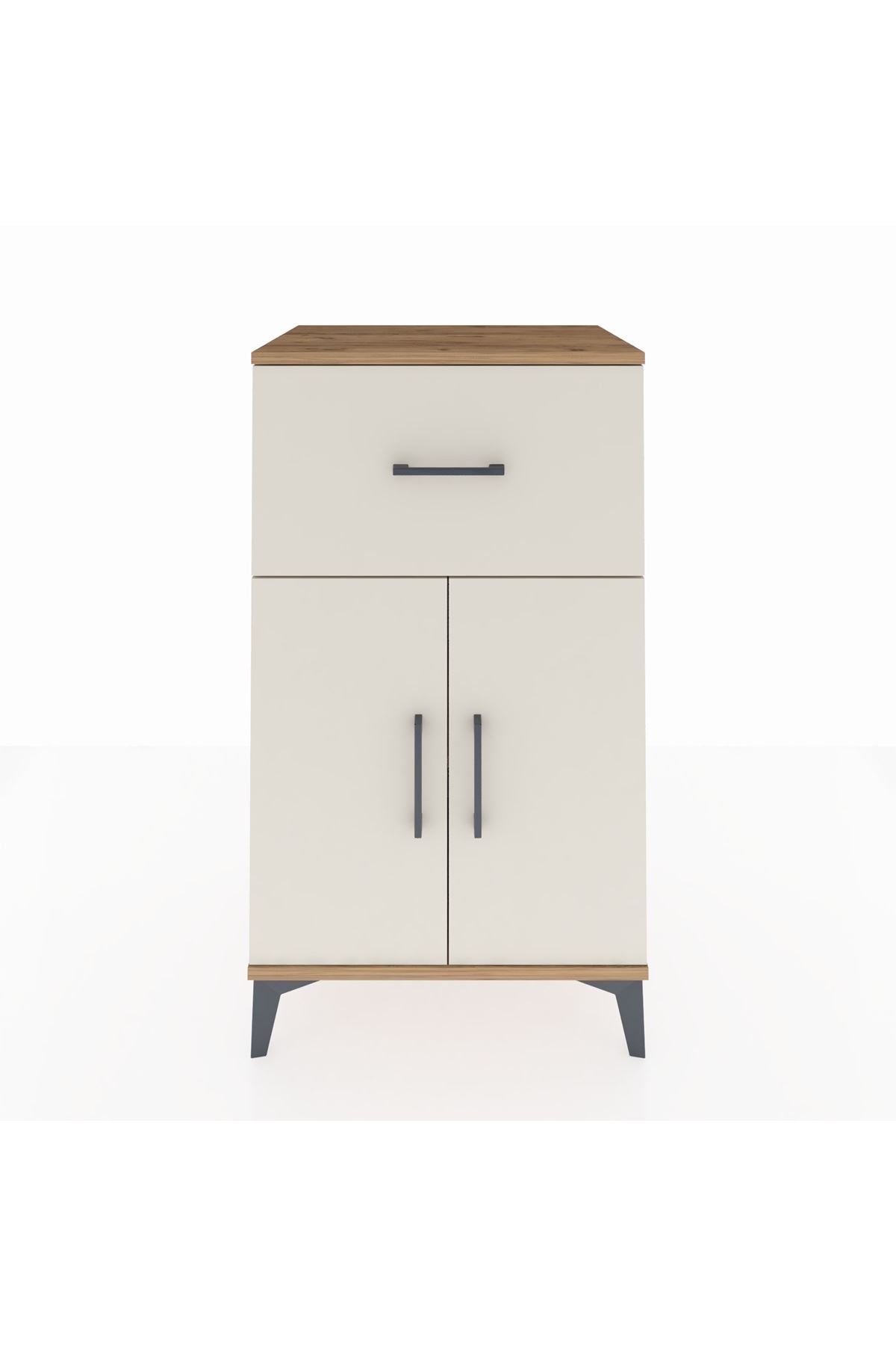 Hyperion Komodin Tek Raflı Tek Çekmeceli 2 Kapaklı 60x44x106 Çam-Aytaşı