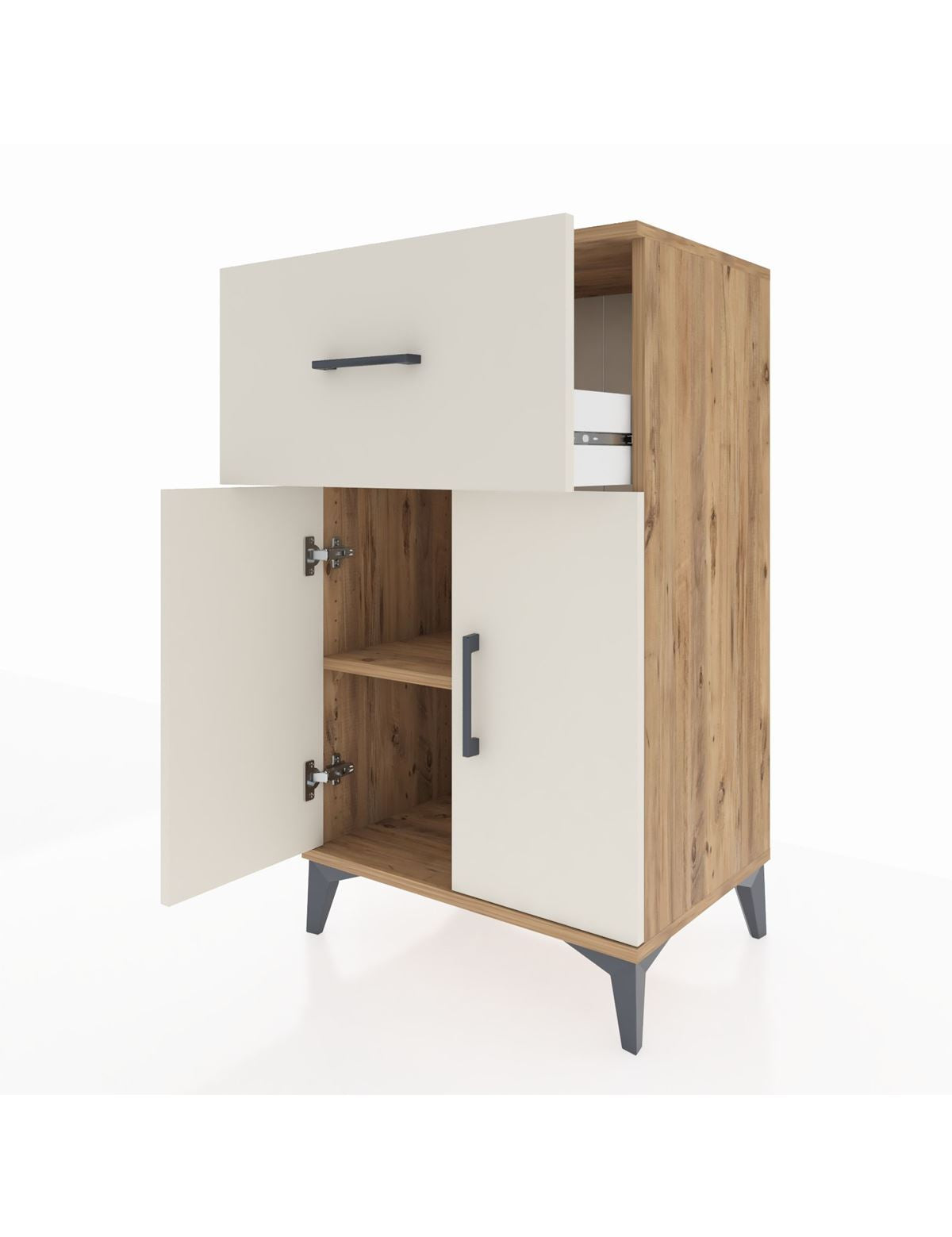 Hyperion Komodin Tek Raflı Tek Çekmeceli 2 Kapaklı 60x44x106 - S48M010V7B
