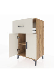 Hyperion Komodin Tek Raflı Tek Çekmeceli 2 Kapaklı 60x44x106 Çam-Aytaşı