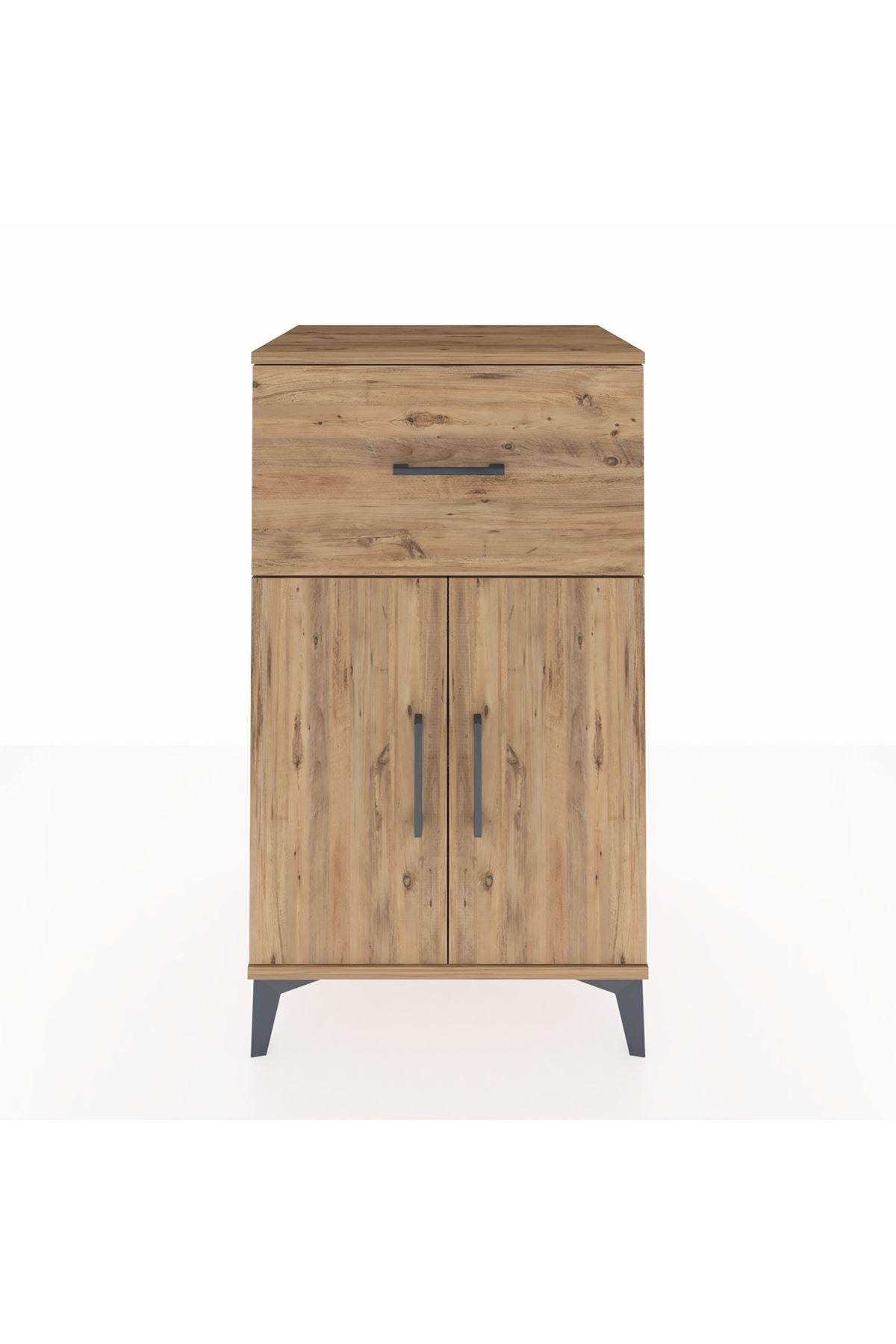 Hyperion Komodin Tek Raflı Tek Çekmeceli 2 Kapaklı 60x44x106 Çam-Çam