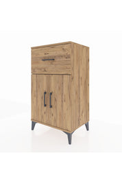 Hyperion Komodin Tek Raflı Tek Çekmeceli 2 Kapaklı 60x44x106 Çam-Çam