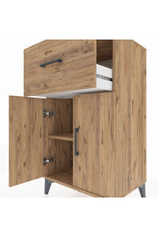 Hyperion Komodin Tek Raflı Tek Çekmeceli 2 Kapaklı 60x44x106 Çam-Çam