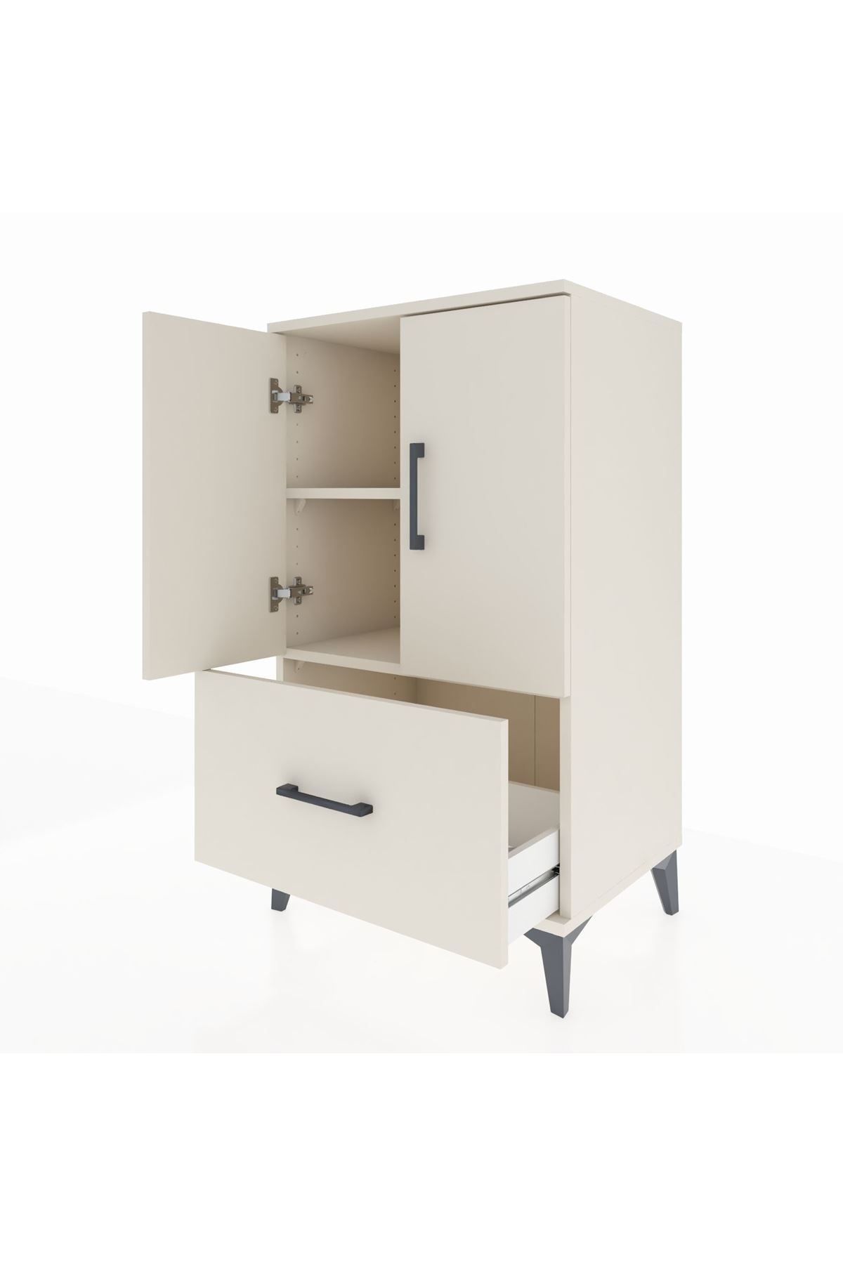 Hyperion Komodin 2 Raflı Tek Çekmeceli 2 Kapaklı 60x44x106 Aytaşı-Aytaşı