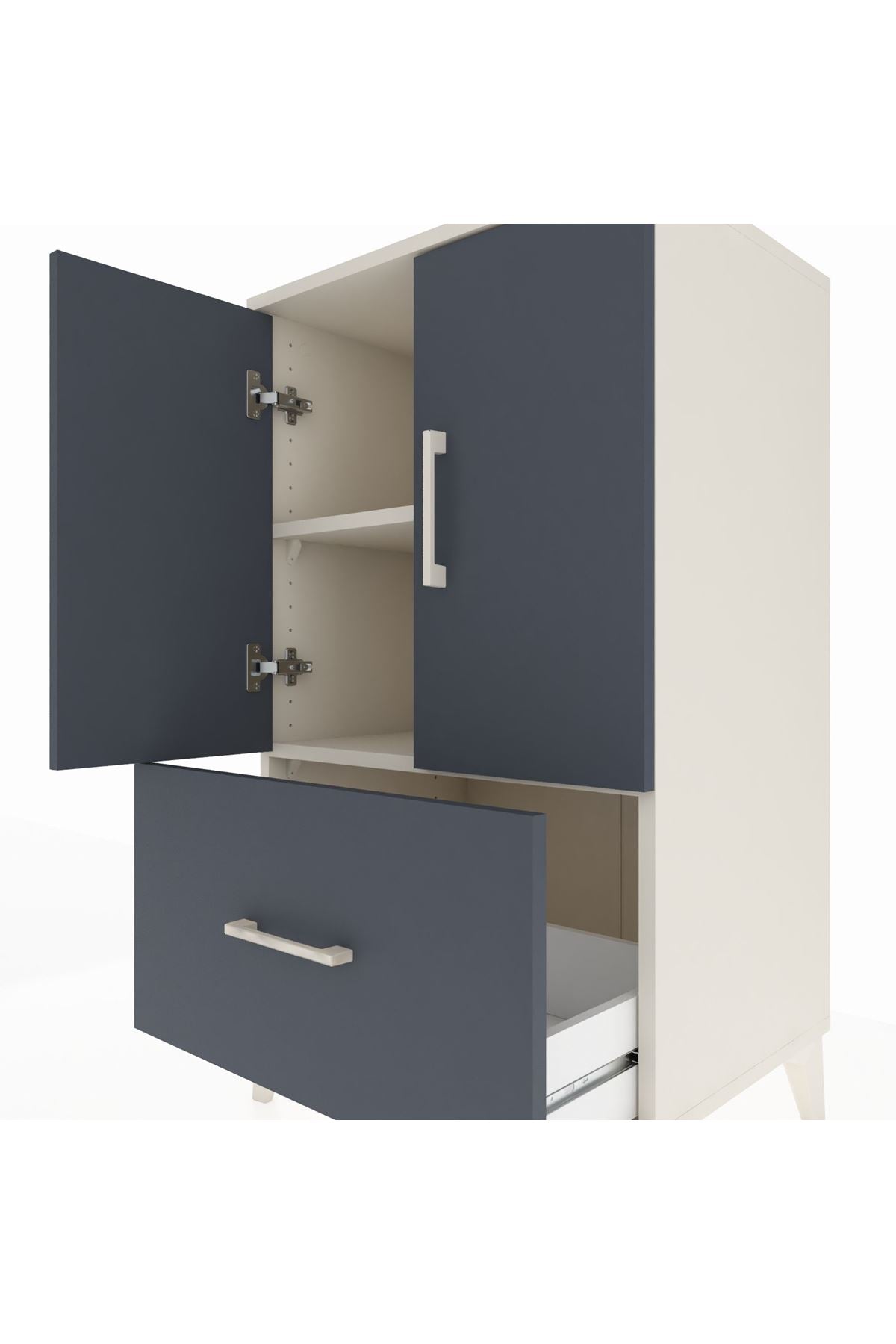 Hyperion Komodin 2 Raflı Tek Çekmeceli 2 Kapaklı 60x44x106 Aytaşı-Antrasit