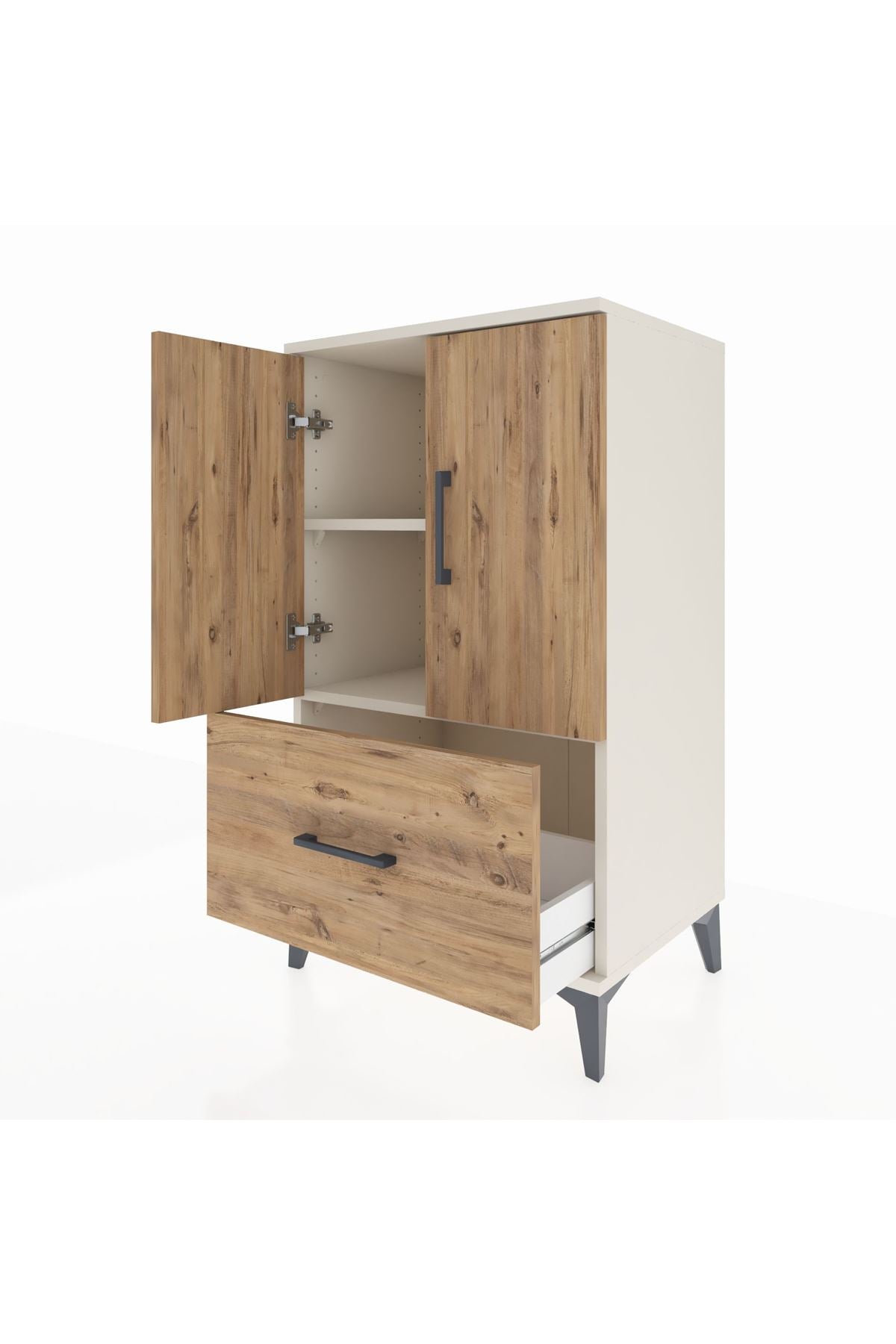 Hyperion Komodin 2 Raflı Tek Çekmeceli 2 Kapaklı 60x44x106 Aytaşı-Çam